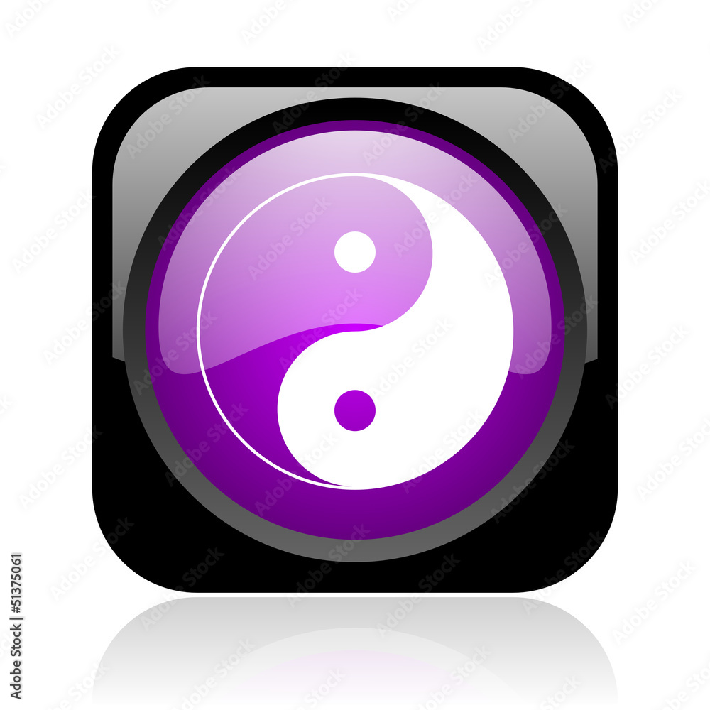 ying yang black and violet square web glossy icon ying yang black and violet square web glossy icon