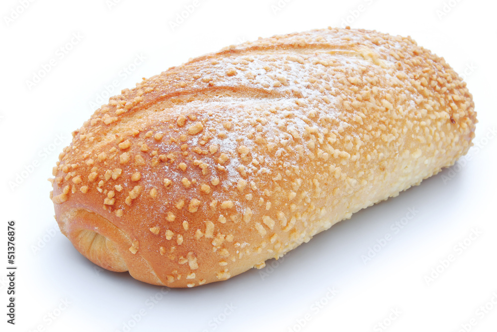 side view bread on a white background