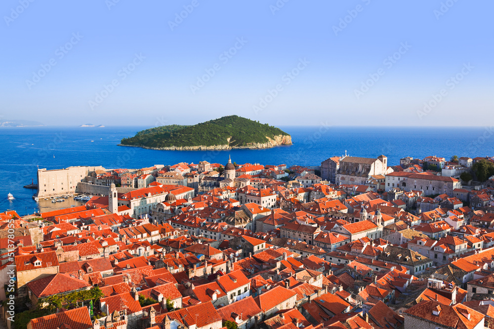 Town Dubrovnik and island in Croatia