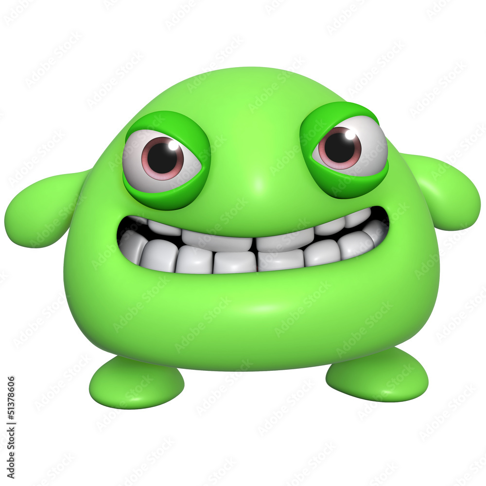 Fototapeta premium 3d cartoon cute green monster