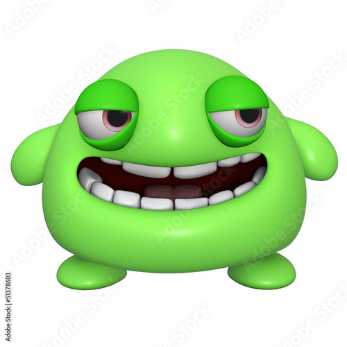 3d cartoon cute green monster