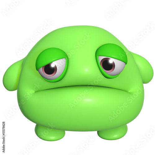 3d cartoon cute green monster