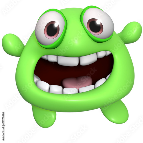 3d cartoon cute green monster