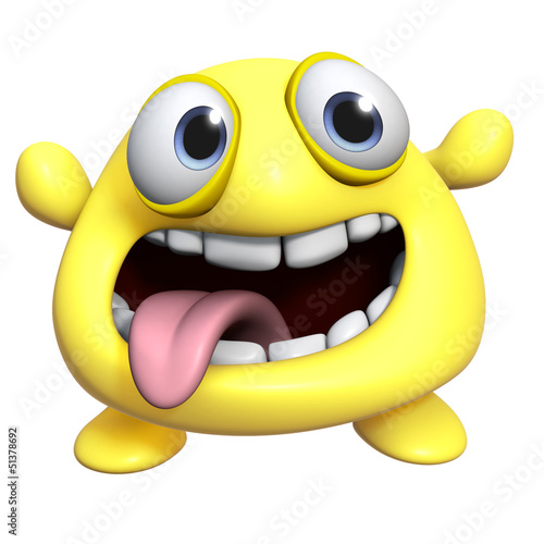3d cartoon cute yellow monster