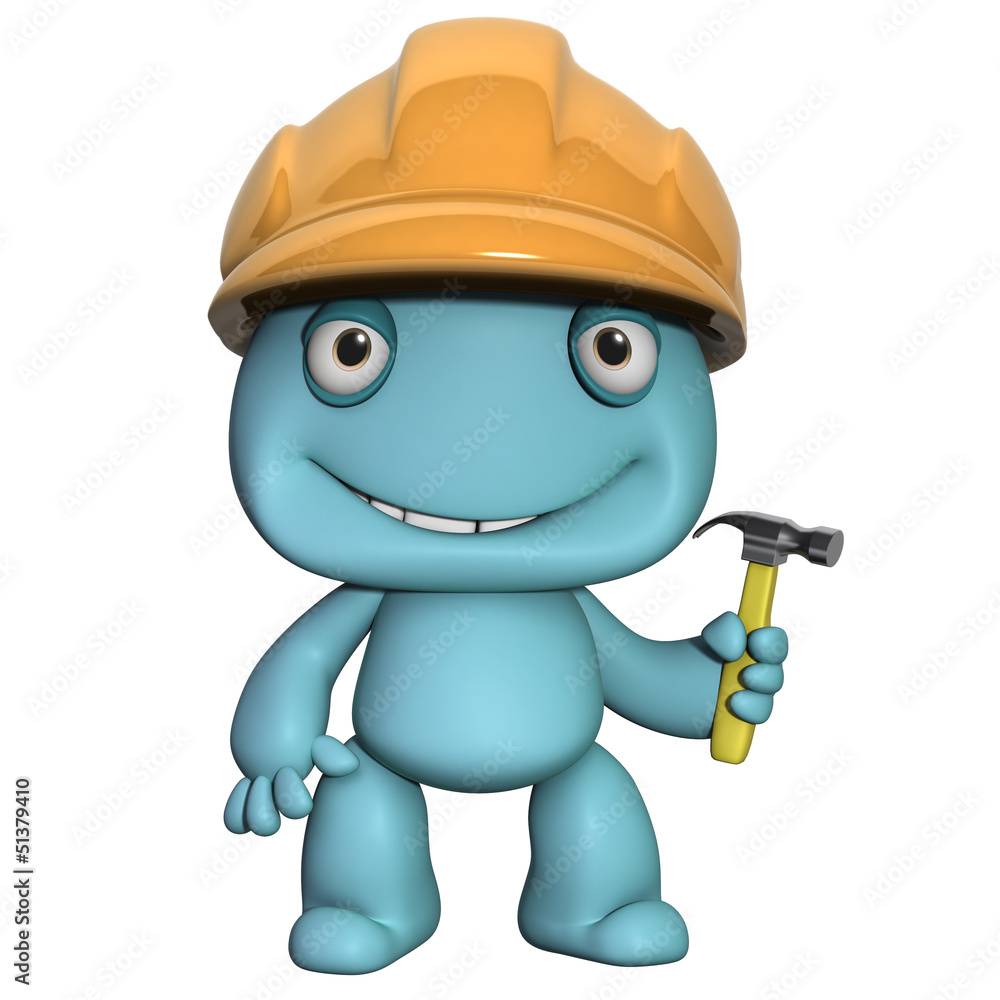 3d cartoon cute builder with helmet 3d cartoon cute builder with helmet