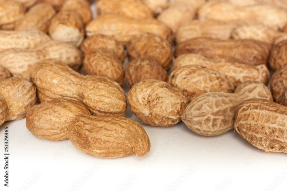 Peanuts on a white background Peanuts on a white background