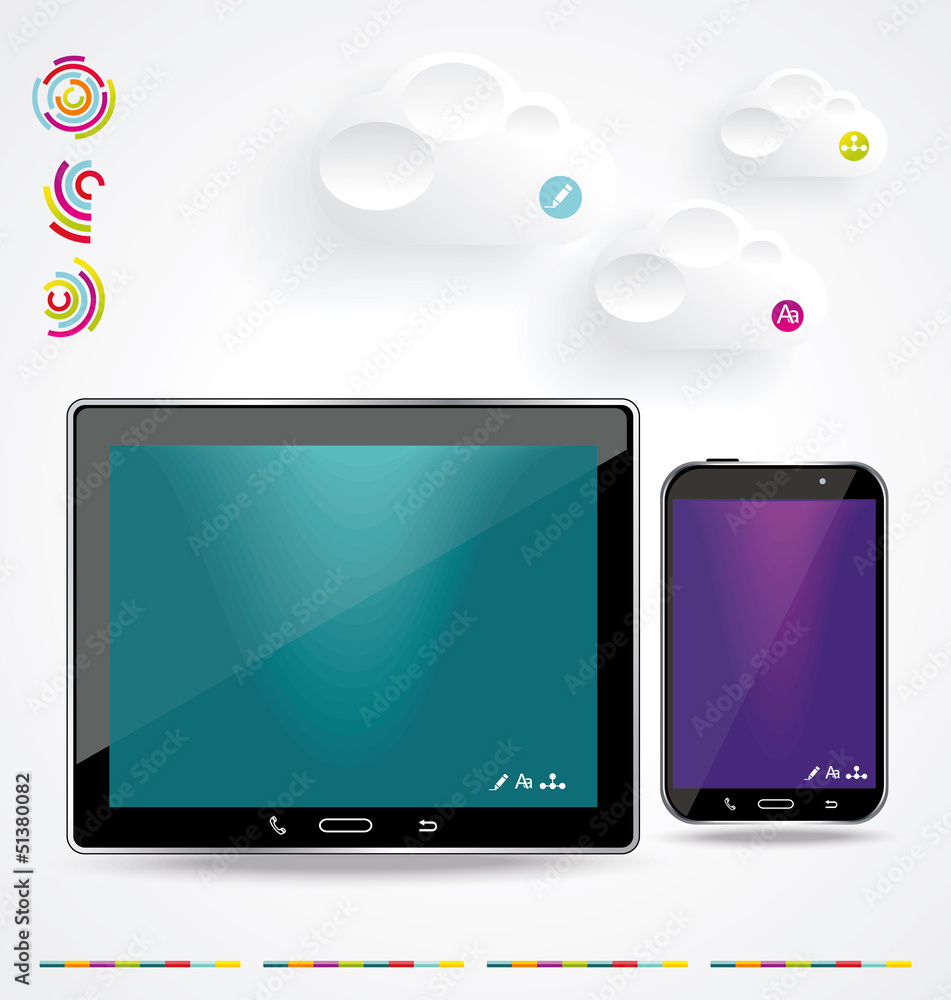 Modern Infographic with a touch screen smartphone in the middle. Modern Infographic with a touch screen smartphone in the middle.