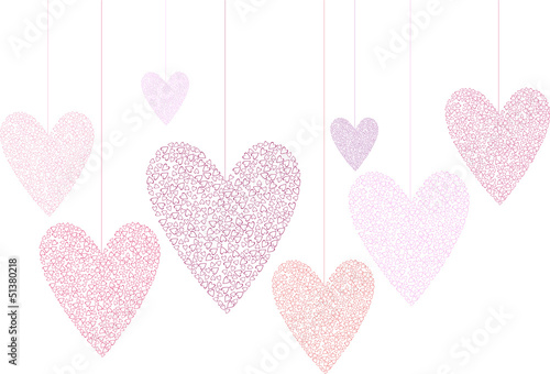 valentine vector background with hanging hearts