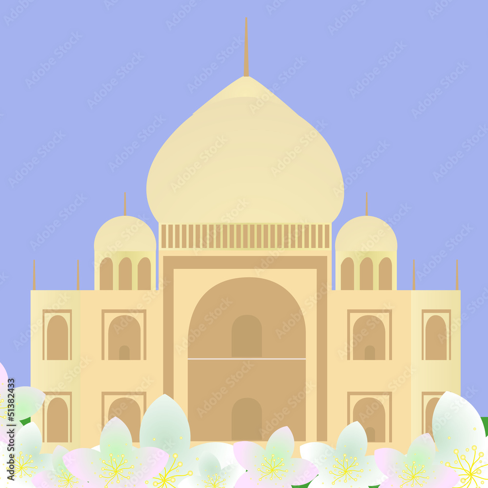 Taj Mahal with lotuses