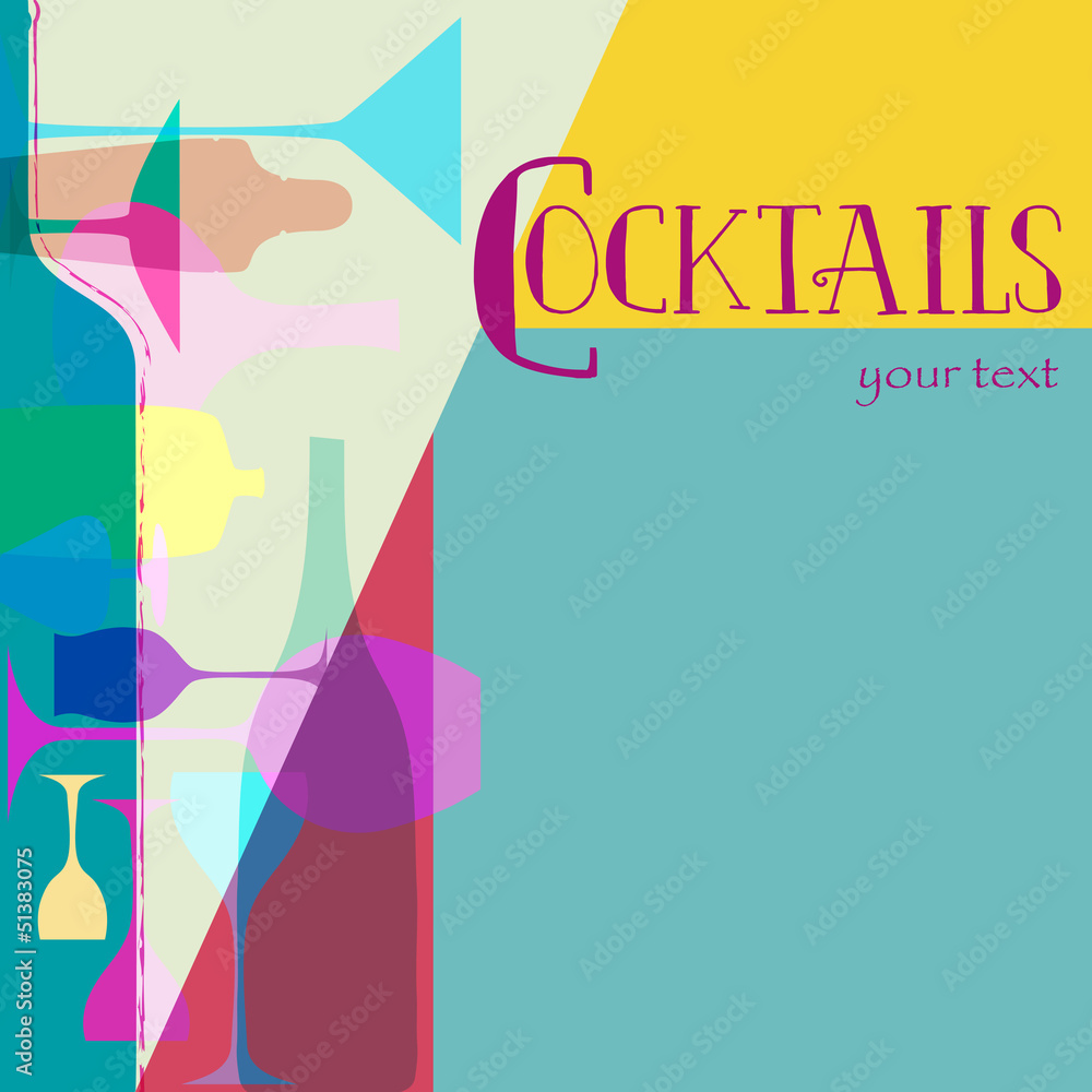 cocktail card design template, free copy space, retro style cocktail card design template, free copy space, retro style