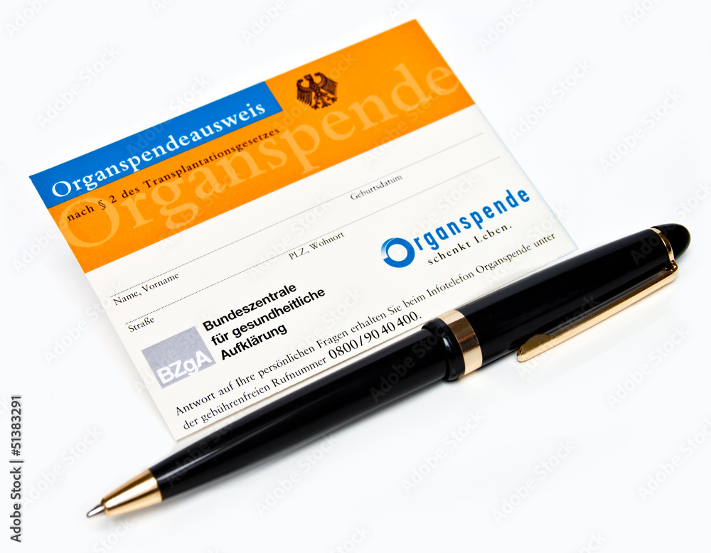 Organspendeausweis Stock-Foto | Adobe Stock