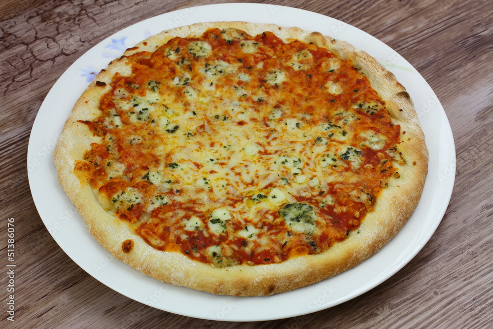Whole margherita pizza