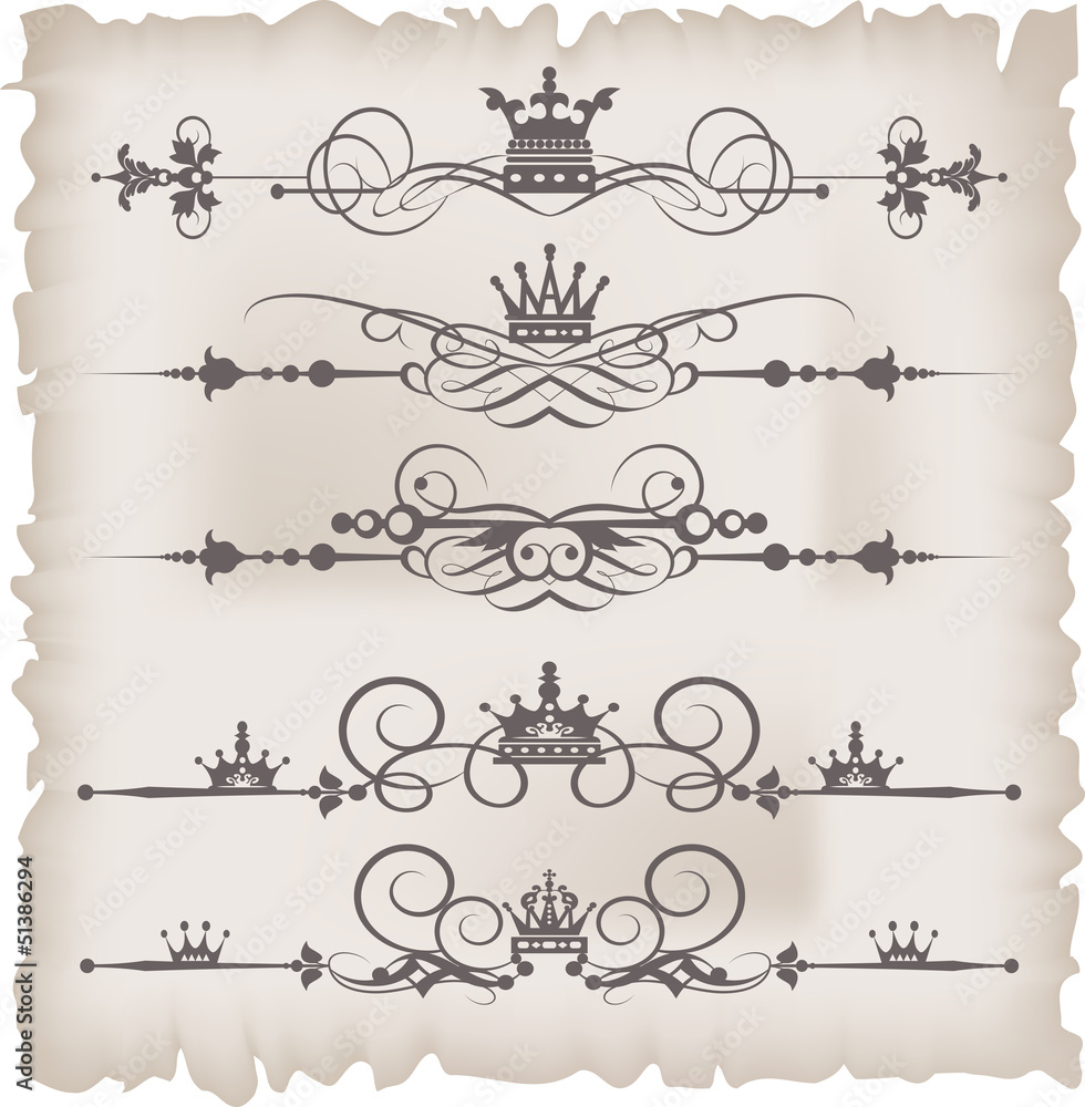 Vector set. Victorian Scrolls and crown. Decorative elements Vector set. Victorian Scrolls and crown. Decorative elements