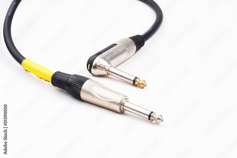 guitar cable audio jack on isolated white background guitar cable audio jack on isolated white background