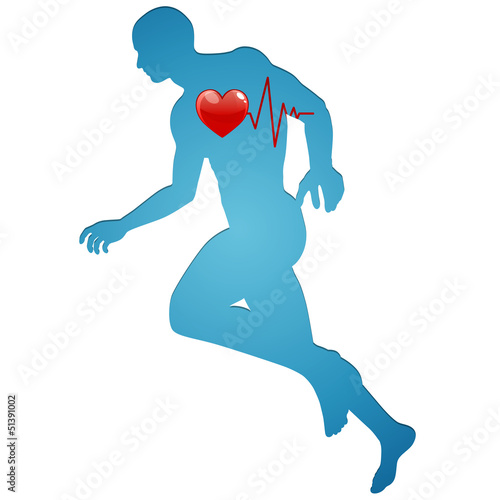 Vector Illustration of a Jogger and Cardiac Frequency