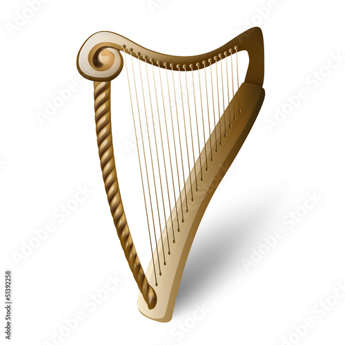 wooden harp on white