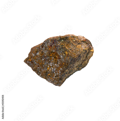 Quadro em tela Gold ore stone on white background