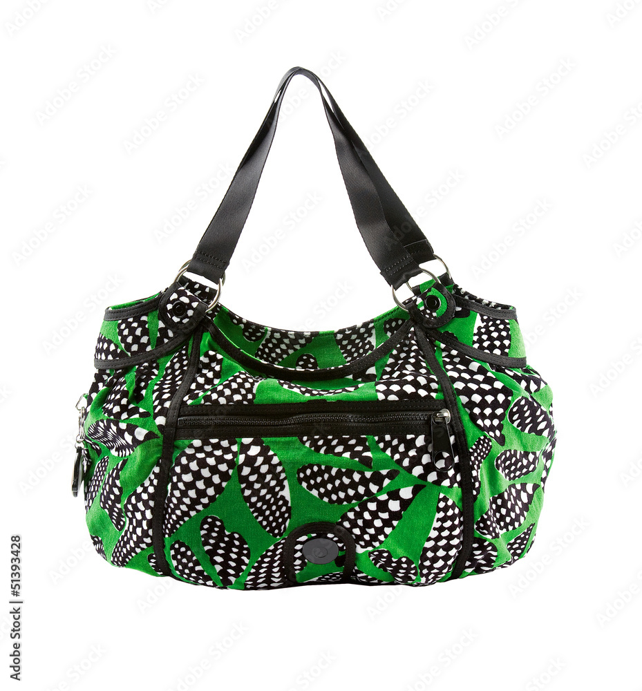 Green and op art zipped tote Green and op art zipped tote