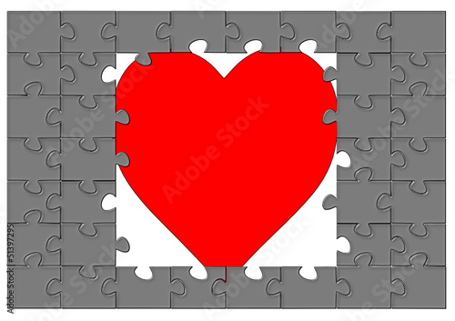 Puzzle pazıl tasarım kalp