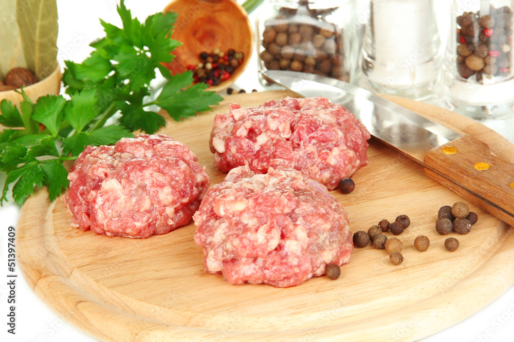 Raw meatballs with spices