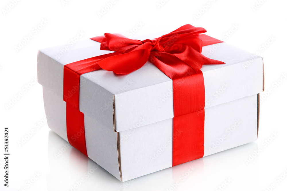 gift box with red ribbon, isolated on white gift box with red ribbon, isolated on white
