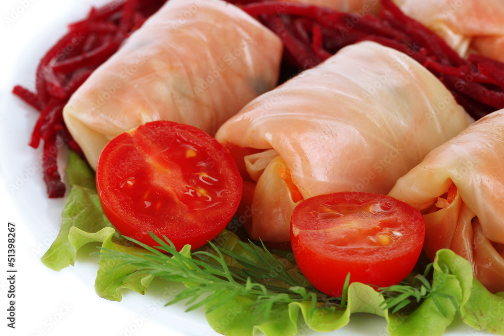 Stuffed cabbage rolls isolated on white Stuffed cabbage rolls isolated on white