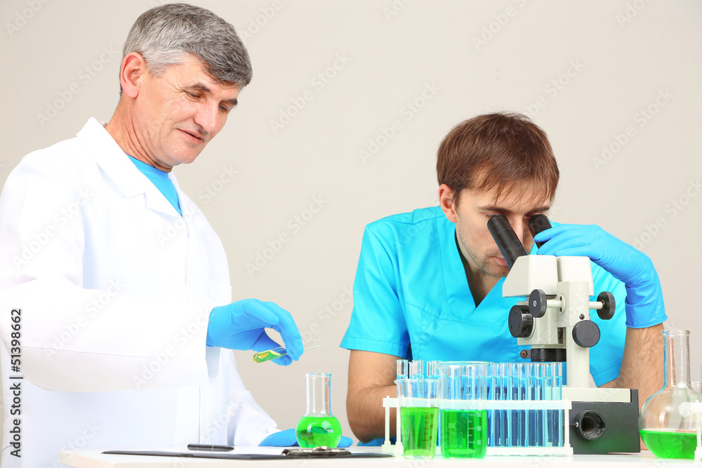 Physician and assayer during research on room background Physician and assayer during research on room background