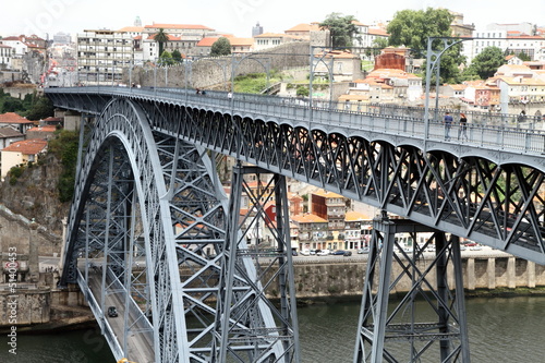 Luis I bridge, Old town of Porto from above, Ribeira quarter,Por