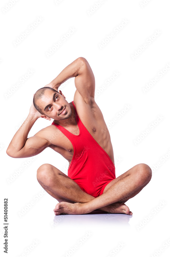 Young wrestler isolated on the white Young wrestler isolated on the white