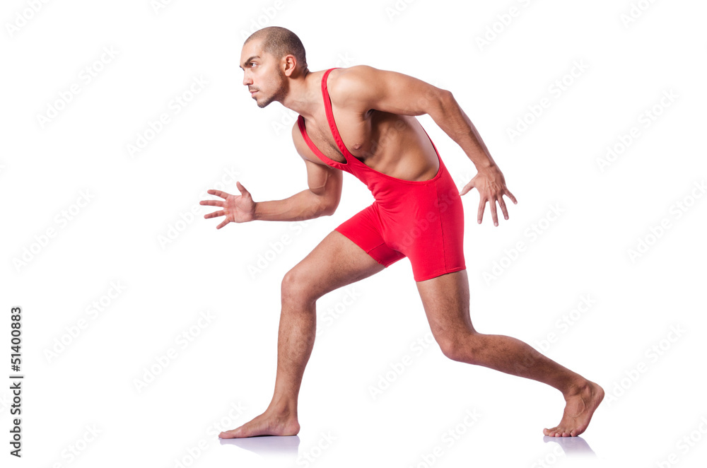 Young wrestler isolated on the white Young wrestler isolated on the white