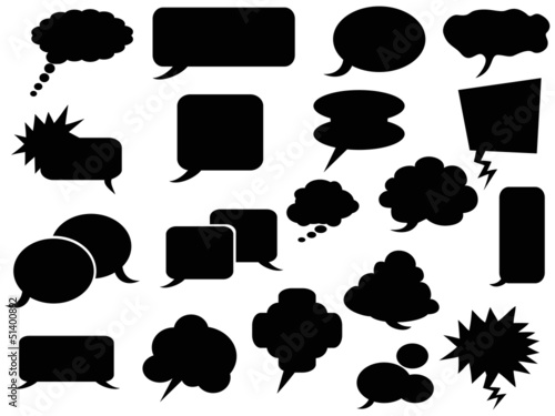 black speech bubbles icons