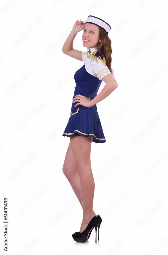 Woman airhostess isolated on the white Woman airhostess isolated on the white