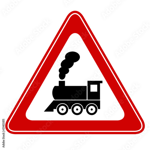Vector train warning roadsign