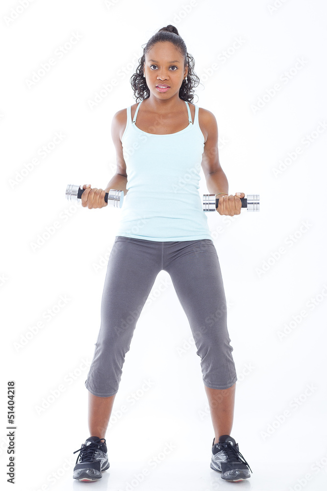 Woman working out - lifting weights