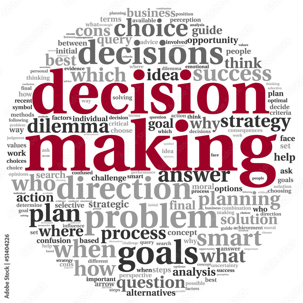 Decision making concept in tag cloud