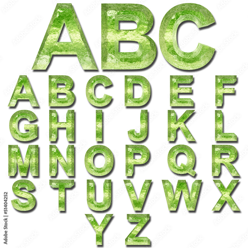 High resolution green fresh water font set High resolution green fresh water font set