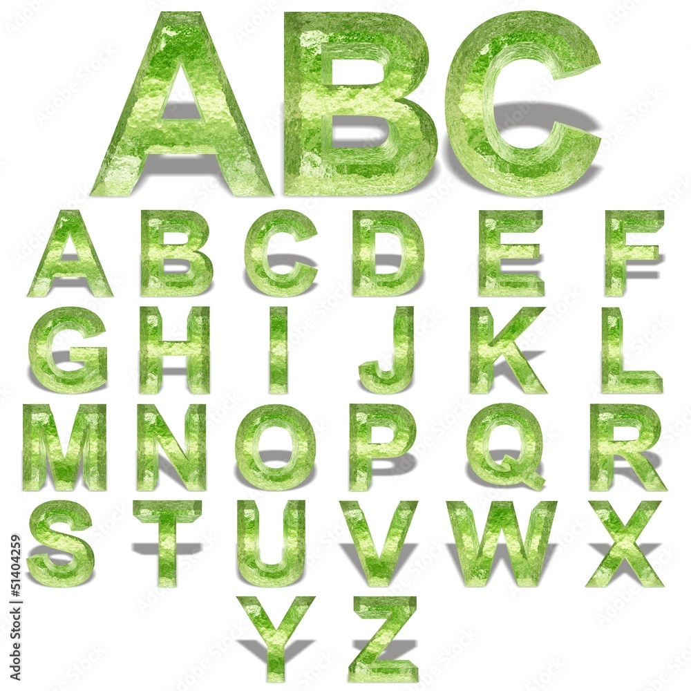 High resolution green fresh water font set High resolution green fresh water font set