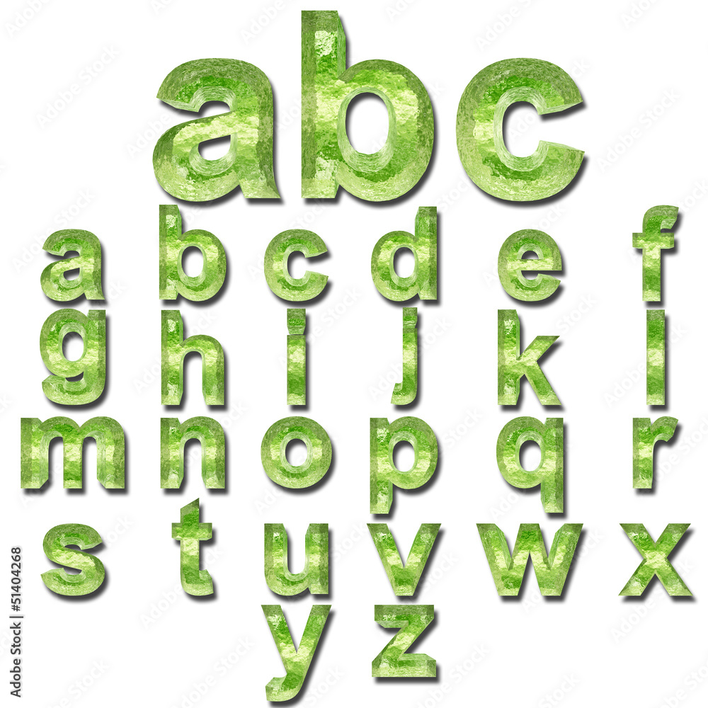 High resolution green fresh water font set High resolution green fresh water font set