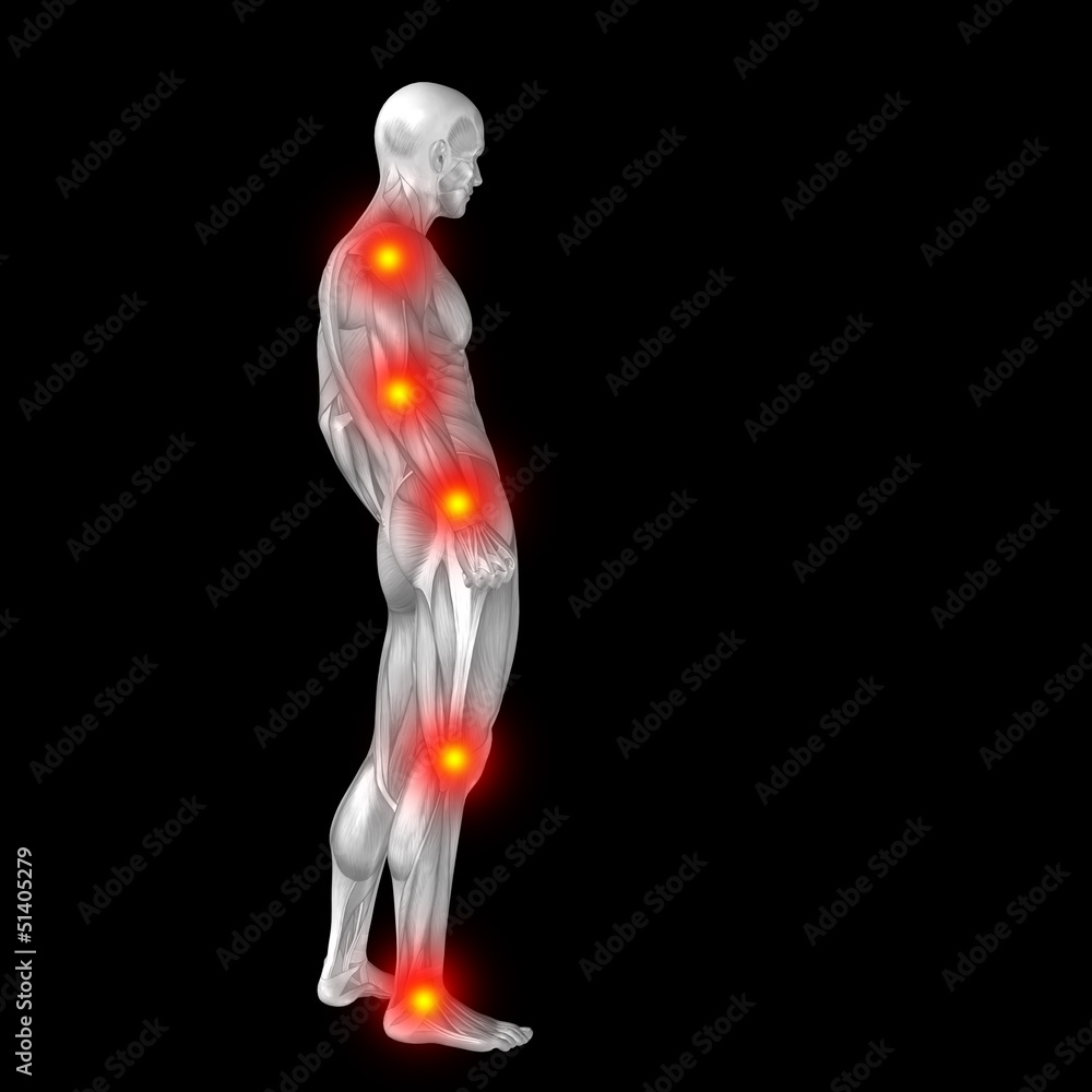 High resolution conceptual 3D human anatomy body with pain High resolution conceptual 3D human anatomy body with pain