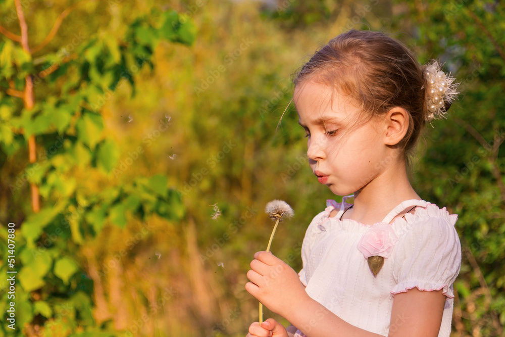 Beautiful little girl with dandelion Beautiful little girl with dandelion