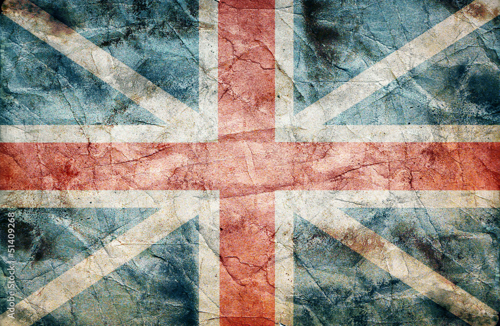 british flag grunge on old vintage paper - obrazy, fototapety, plakaty 