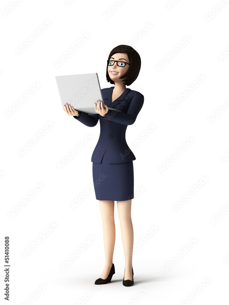 3d rendered toon character - business woman 3d rendered toon character - business woman