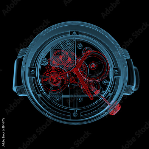 Wristwatch (3D xray red and blue transparent)