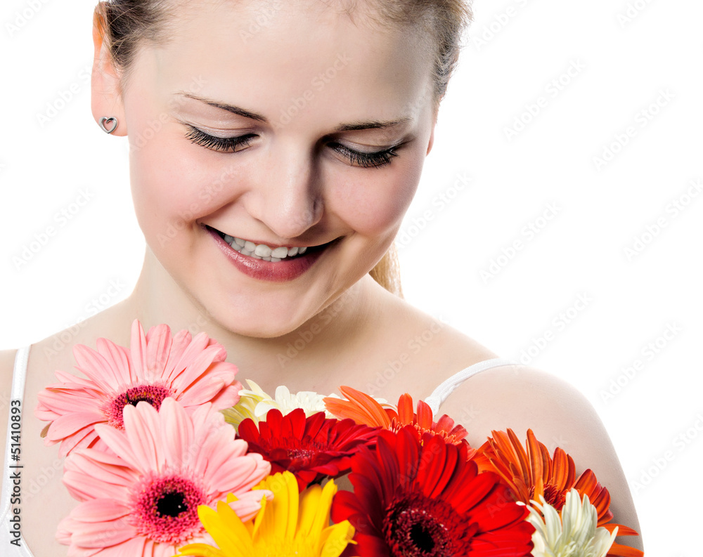 attractive smiling woman portrait on white background attractive smiling woman portrait on white background