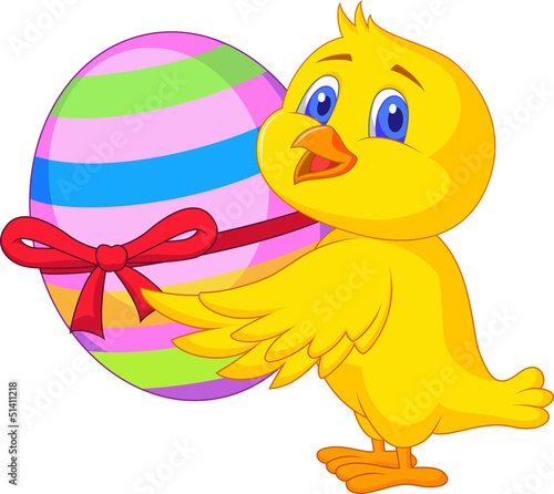 Cute chicken cartoon with easter egg