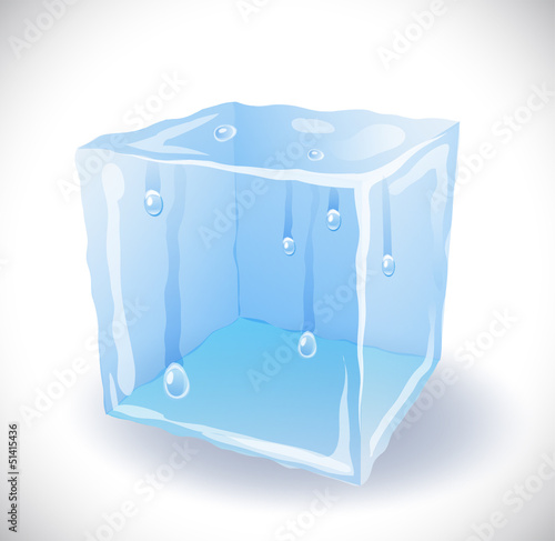 Ice cube with drops