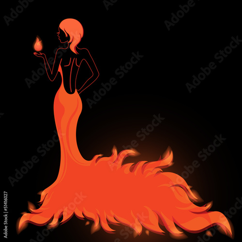 Girl in a fiery dress
