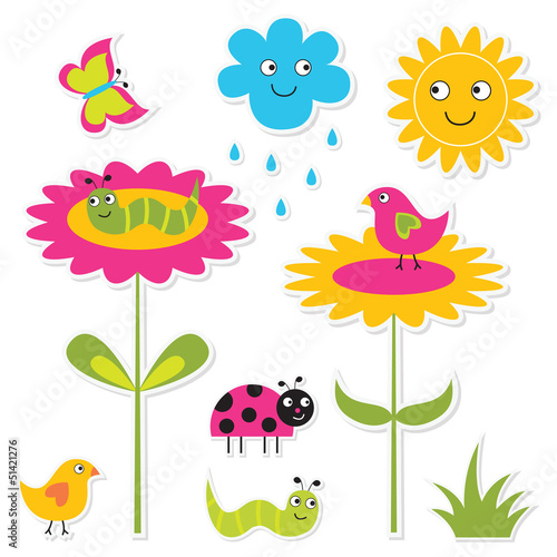 Nature stickers set  isolated design elements