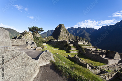 Early morning at Machu Picchu - lost Inca city in Peru 