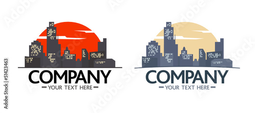  Day and night silhouette megalopolis designs set 	Day and night